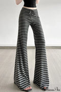 Retro Striped Bootcut Knit Pants image 2
