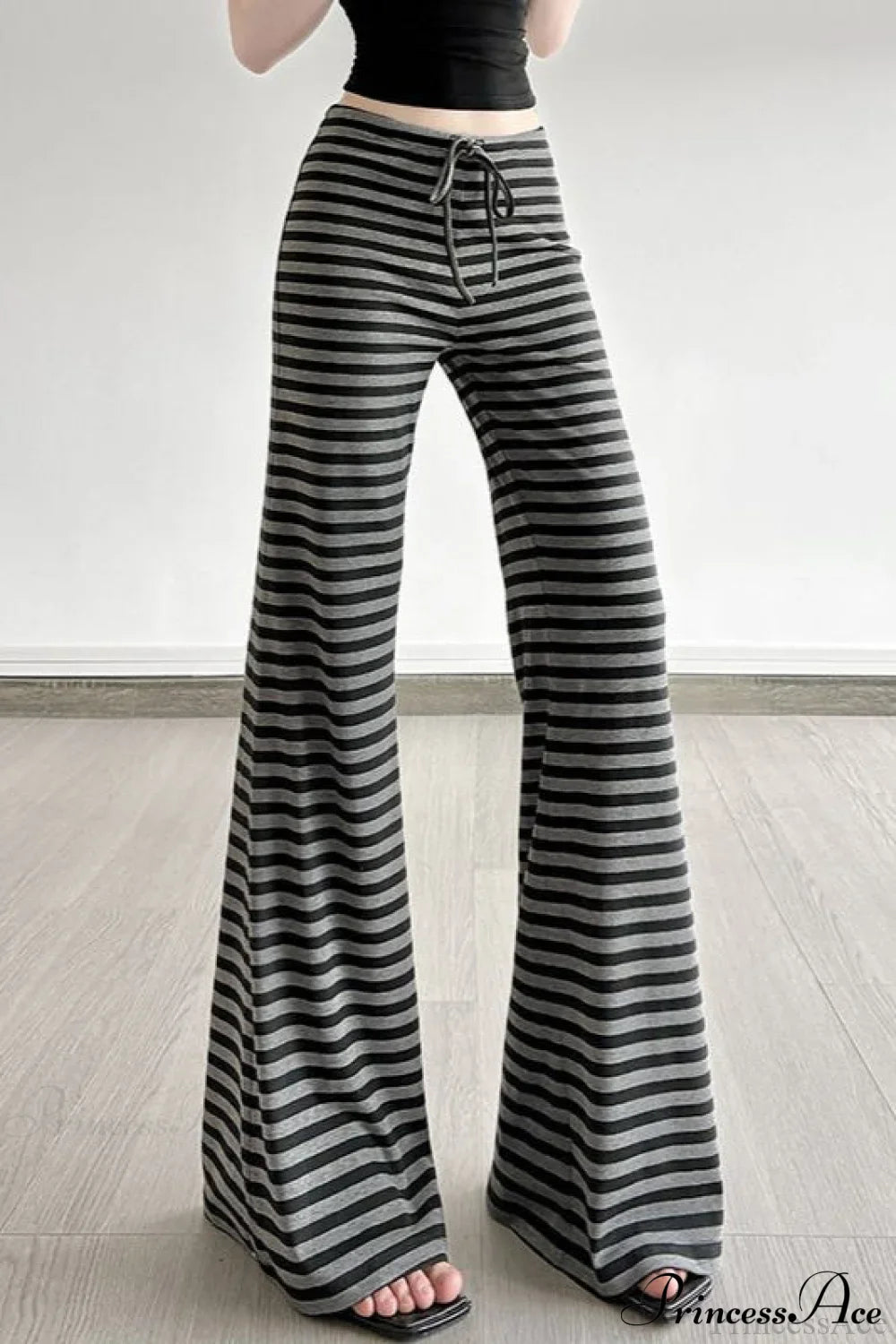 Retro Striped Bootcut Knit Pants image 2