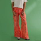 Retro Striped Button High Waist Straight Pant image 6