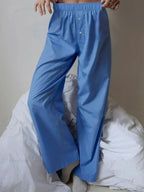 Retro Striped Button High Waist Straight Pant image 4