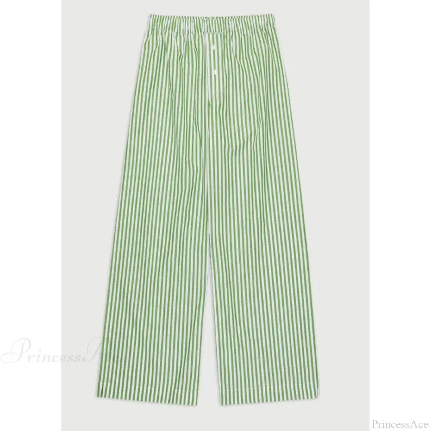 Retro Striped Button High Waist Straight Pant image 9