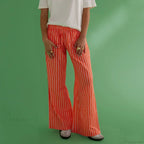 Retro Striped Button High Waist Straight Pant image 8