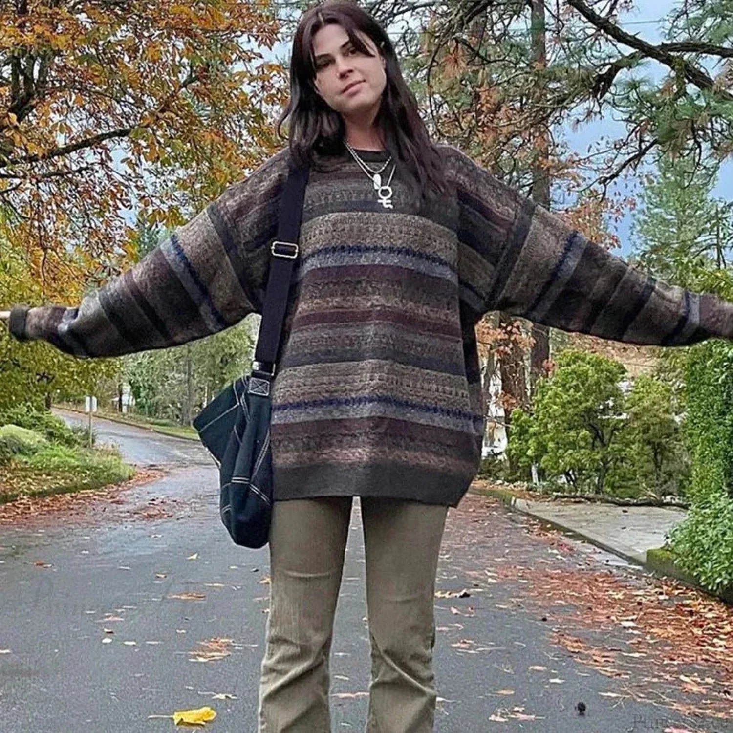 Retro Striped Knit Sweater image 2