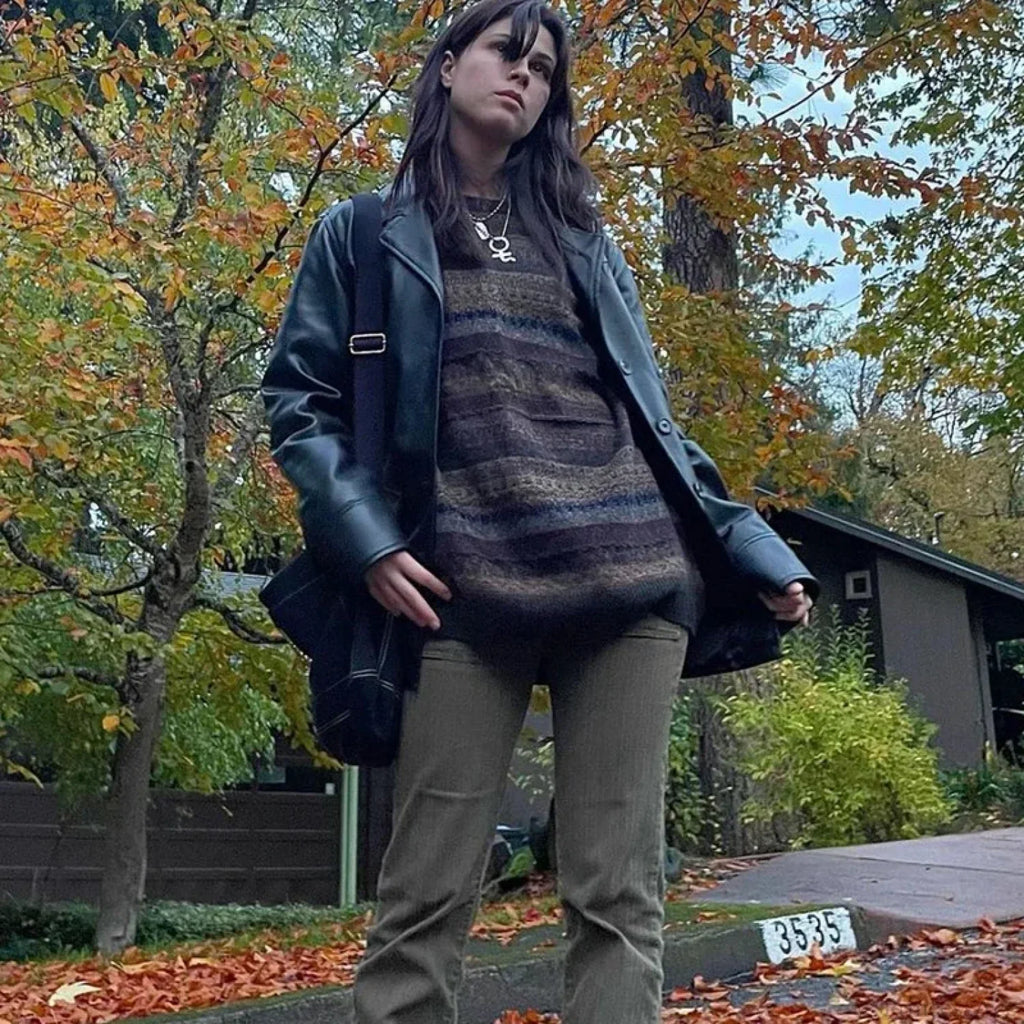 Retro Striped Knit Sweater image 3