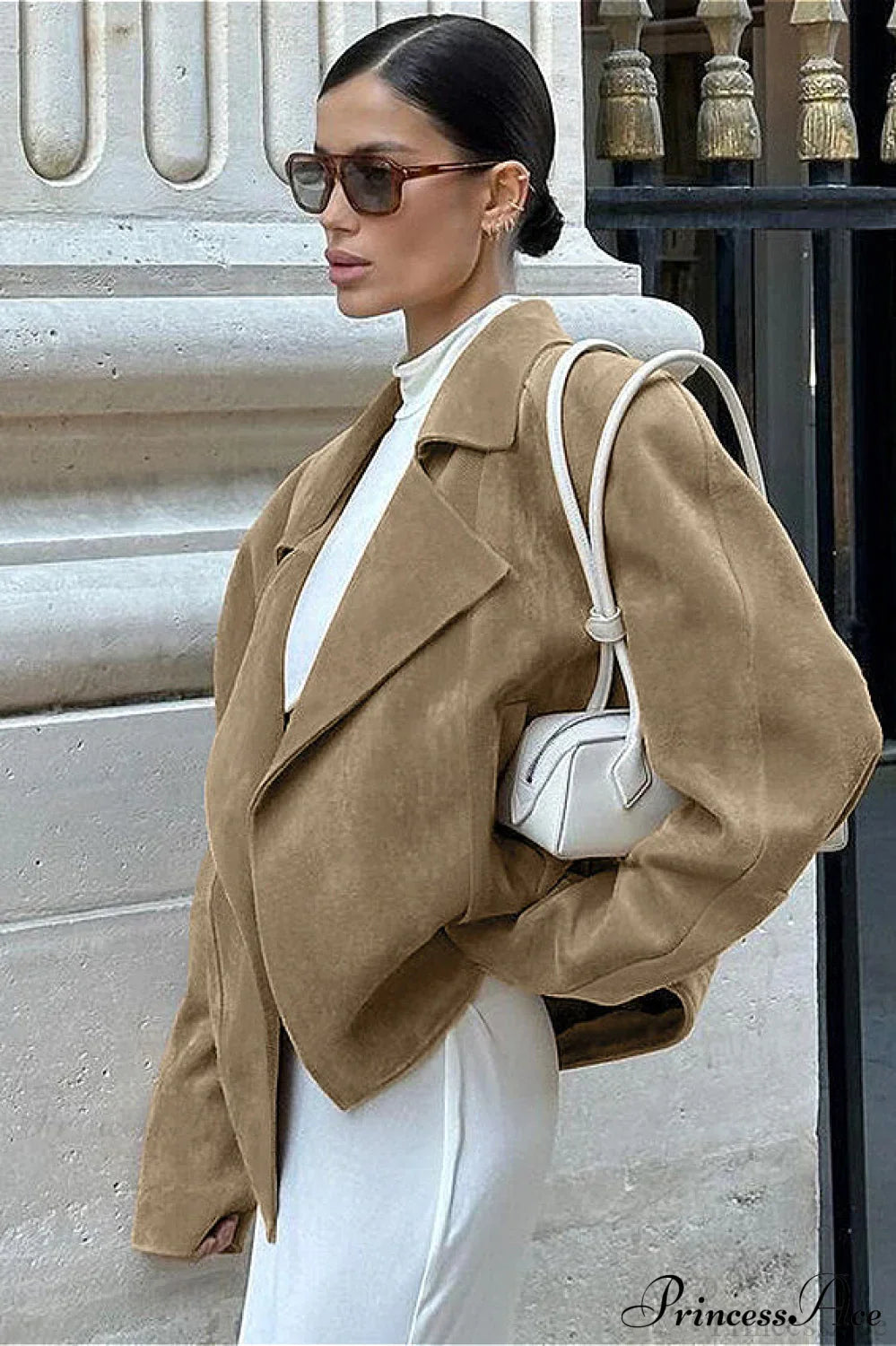 Retro Suede Blazer collar Loose Work Coat image 1