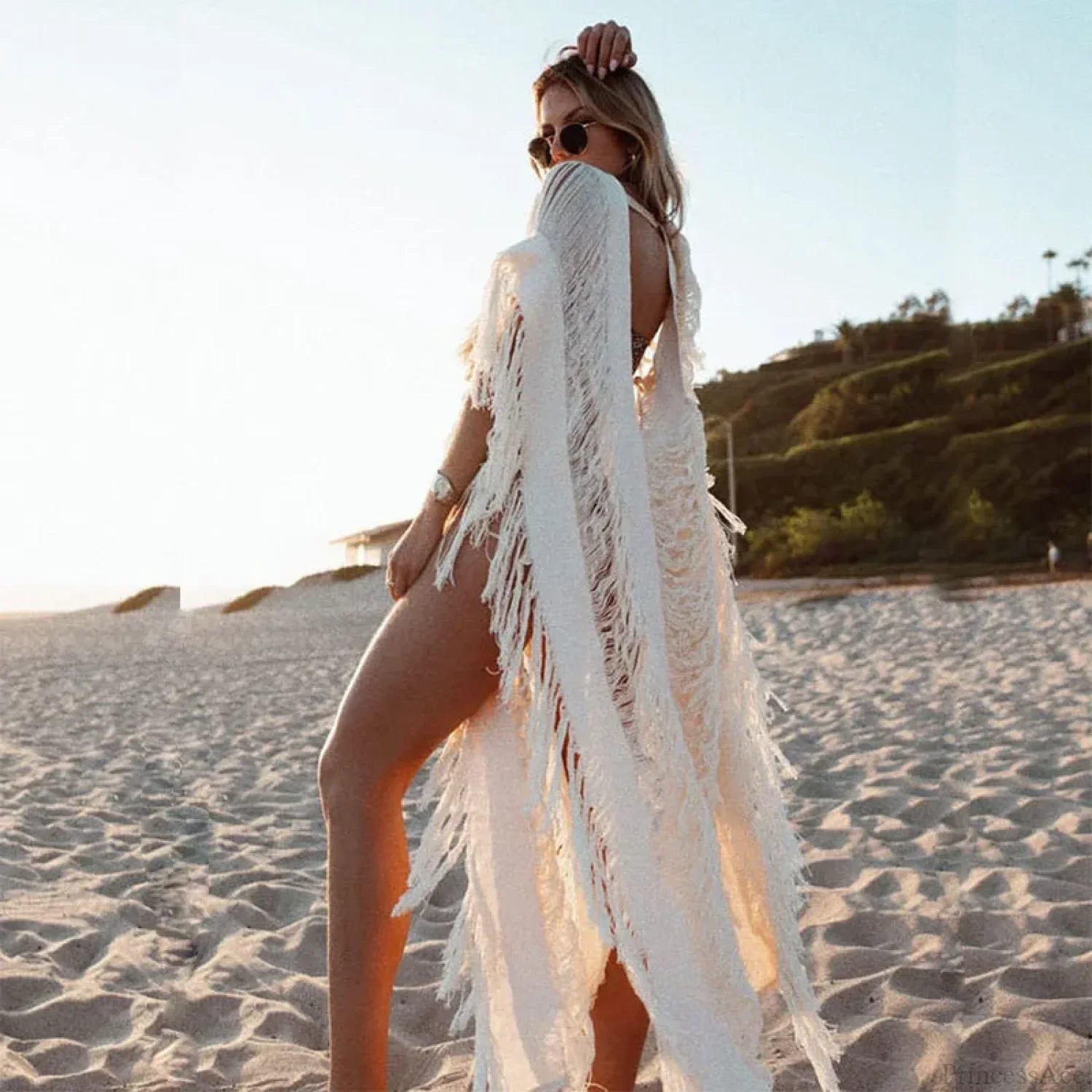 Retro V-Neck Beach Dress Swim Cover Up image 3