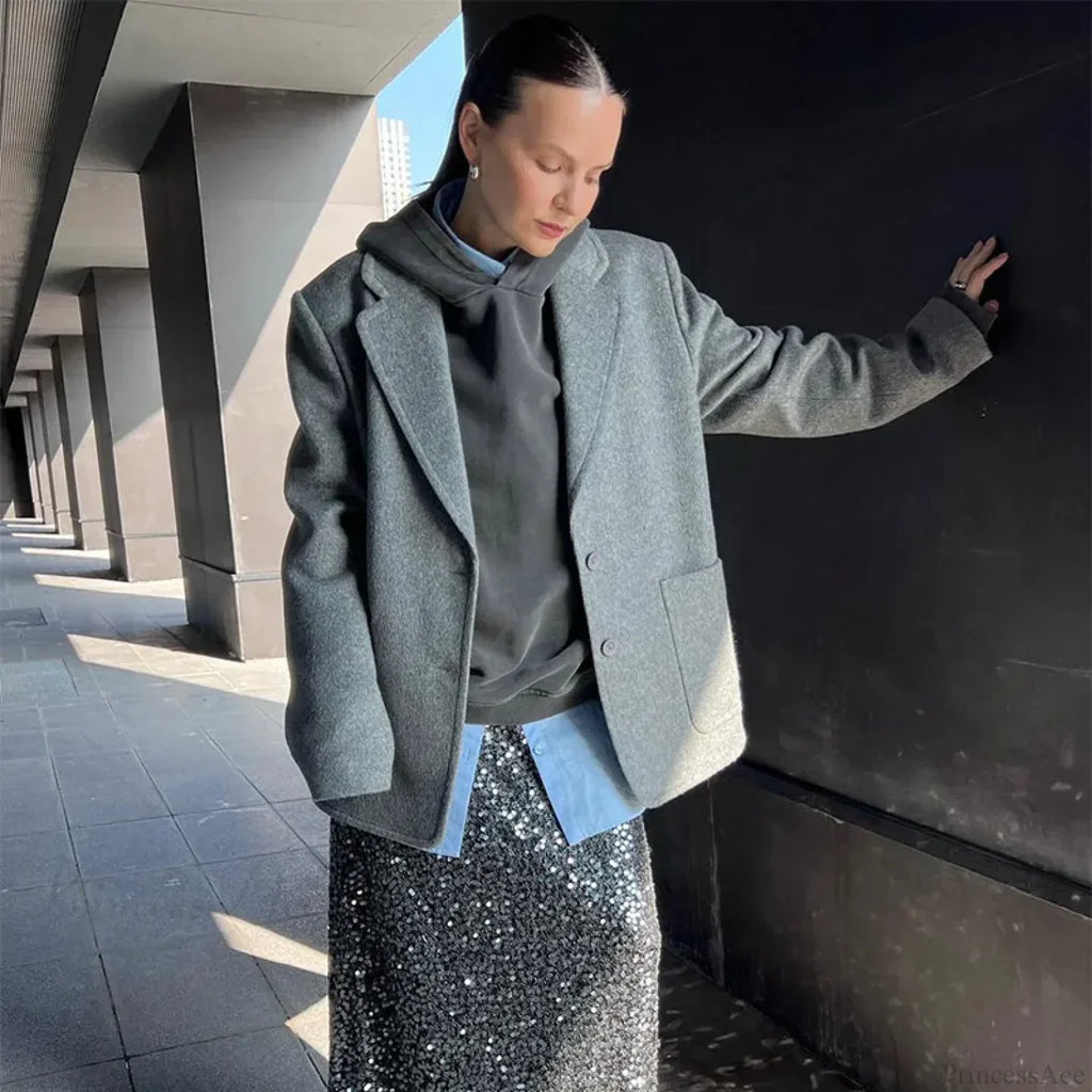 Retro Wool Button Turn-Down Overcoat image 6