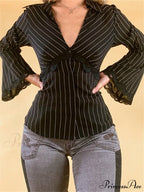 Retro Y2K Lace Patchwork Blouse image 2