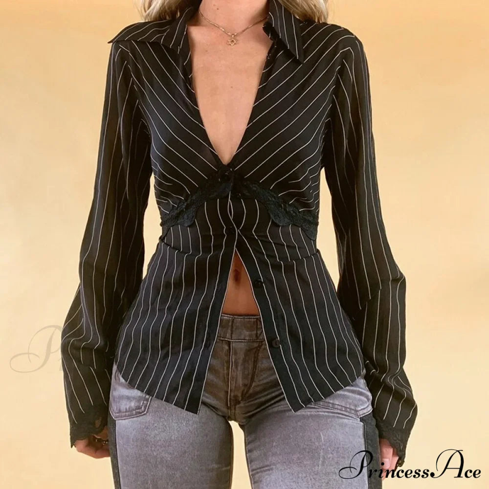 Retro Y2K Lace Patchwork Blouse image 5
