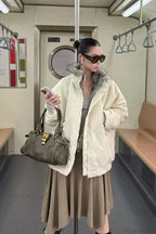 Reversible Patchwork Color Block Fleece Coat image 5