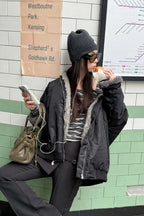 Reversible Patchwork Color Block Fleece Coat image 8
