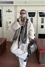 Reversible Patchwork Color Block Fleece Coat image 2