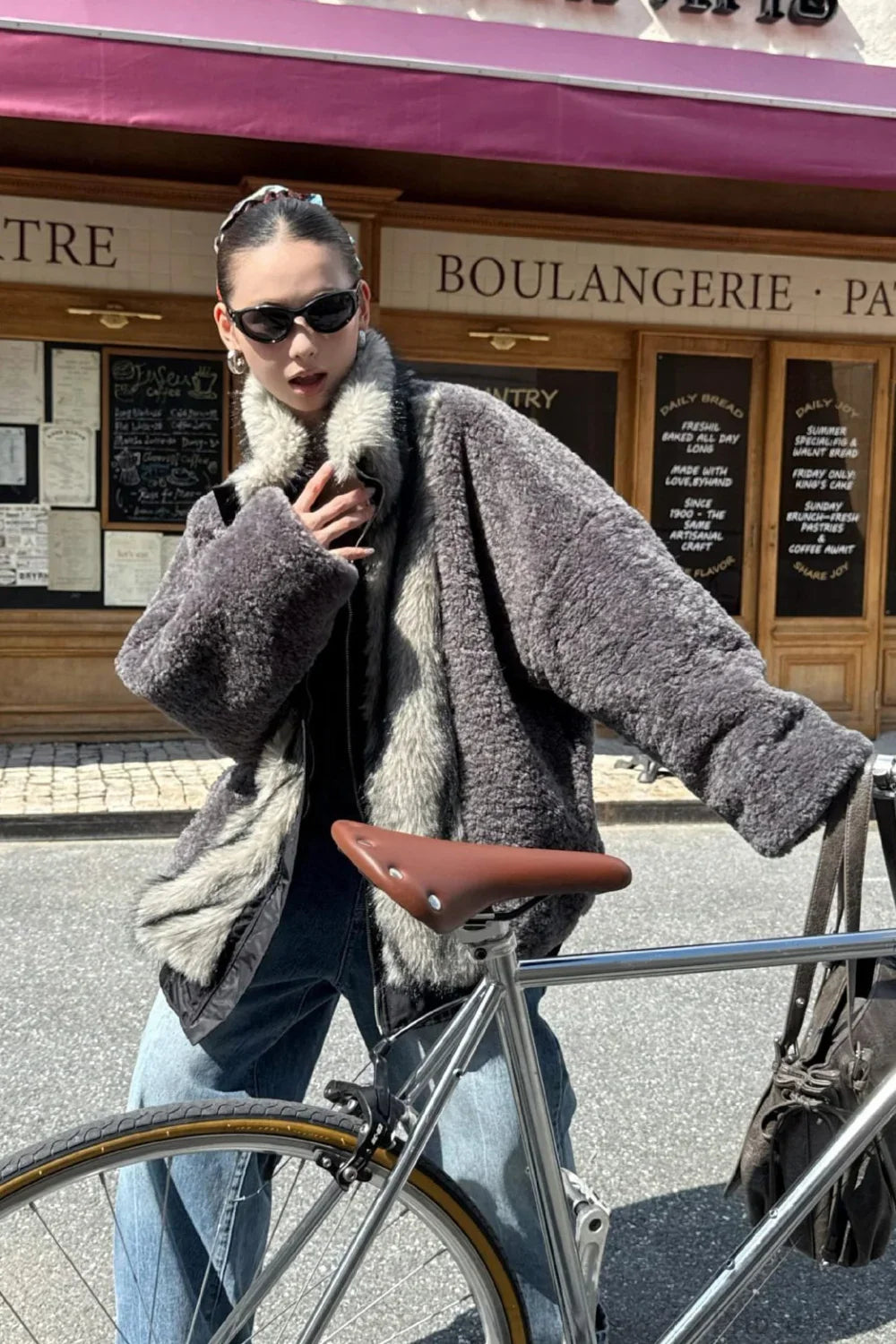 Reversible Patchwork Color Block Fleece Coat image 6
