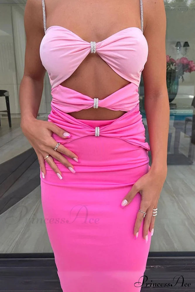 Rhinestone Cut Out Midi Dress with Corset image 1