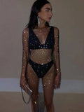 Rhinestone Fishnet Long Sleeve Party Dress image 2