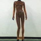 Rhinestone Fishnet Long Sleeve Party Dress image 9