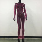 Rhinestone Fishnet Long Sleeve Party Dress image 11