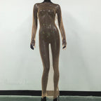 Rhinestone Fishnet Long Sleeve Party Dress image 15