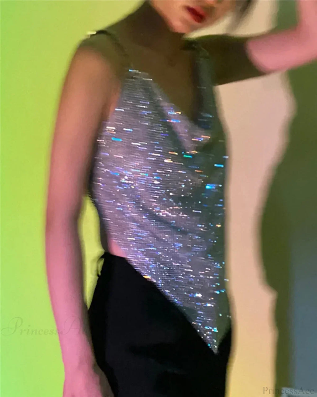 Rhinestone Grid Fishnet Party Dress image 3