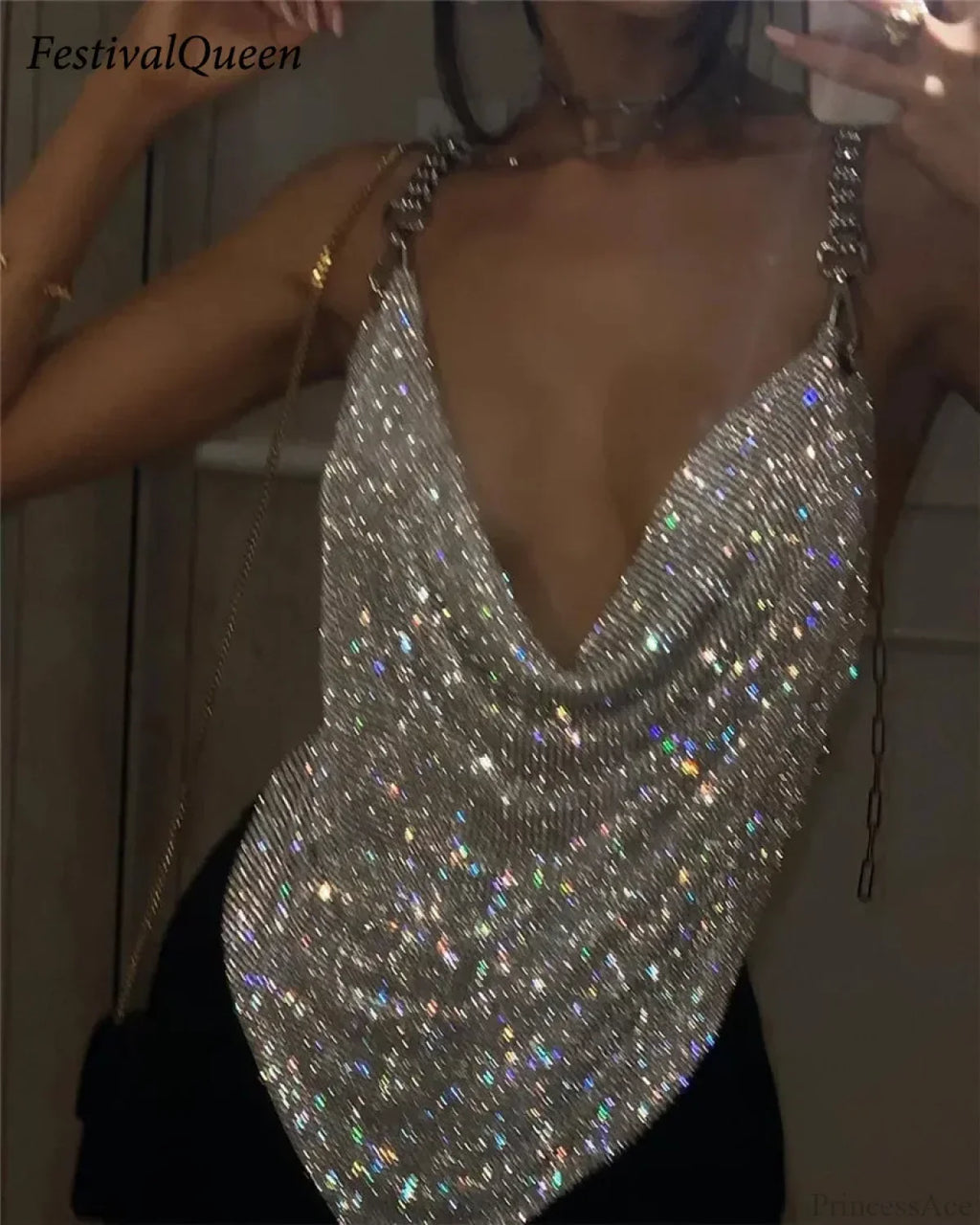 Rhinestone Grid Fishnet Party Dress image 2