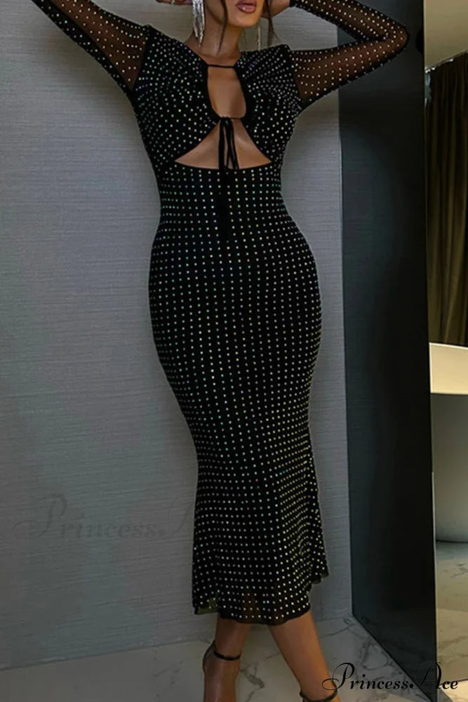 Rhinestone Mesh Cutout Dress image 4
