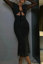 Rhinestone Mesh Cutout Dress image 4
