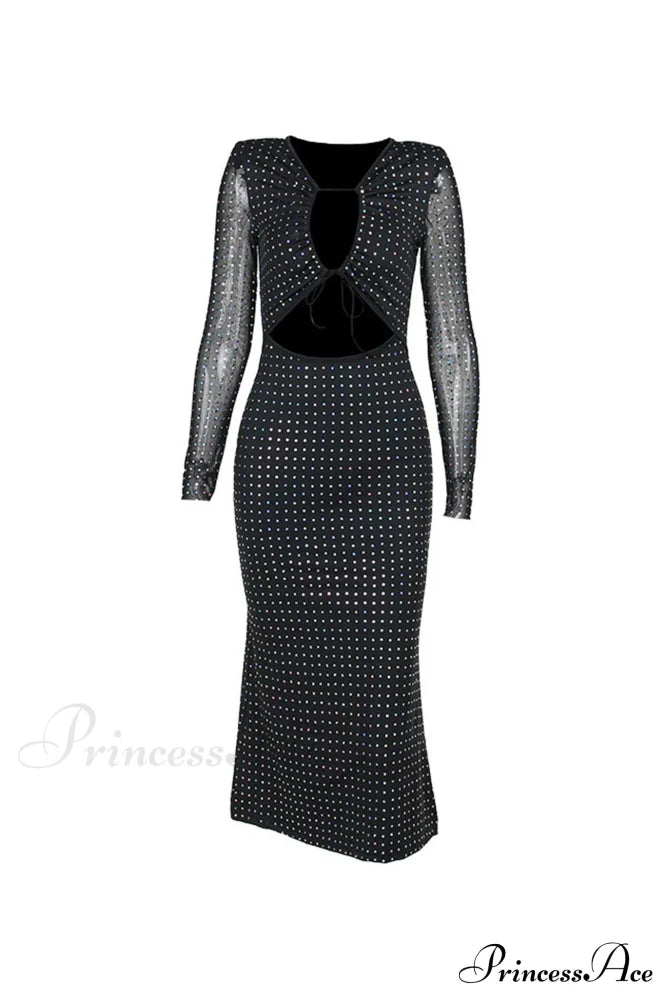 Rhinestone Mesh Cutout Dress image 7