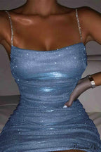 Rhinestone Ruched Chain Cami Dress image 11