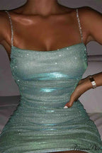 Rhinestone Ruched Chain Cami Dress image 3