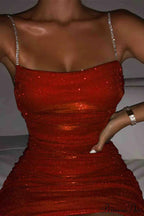 Rhinestone Ruched Chain Cami Dress image 7