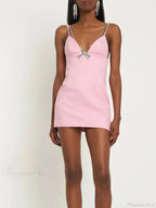 Rhinestones Deep V-Neck Party Dress image 1