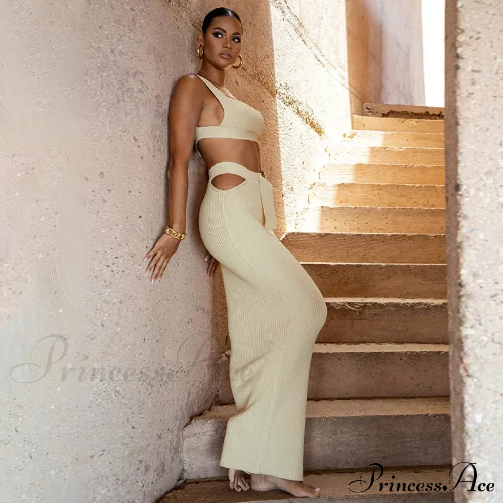 Ribbed Backless Crop Top Maxi Dress image 3