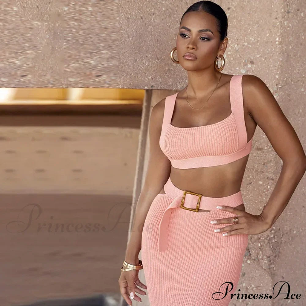 Ribbed Backless Crop Top Maxi Dress image 1