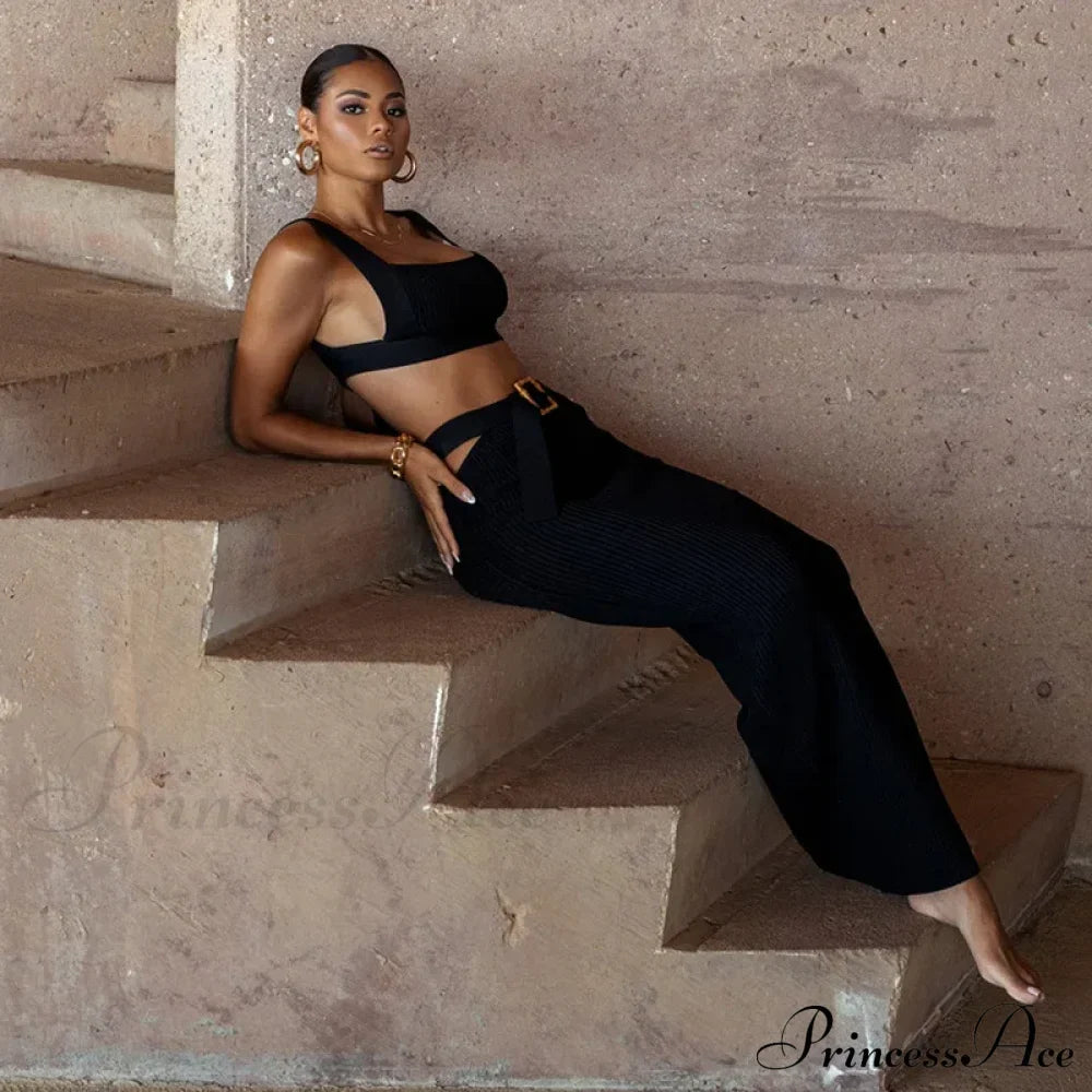 Ribbed Backless Crop Top Maxi Dress image 4