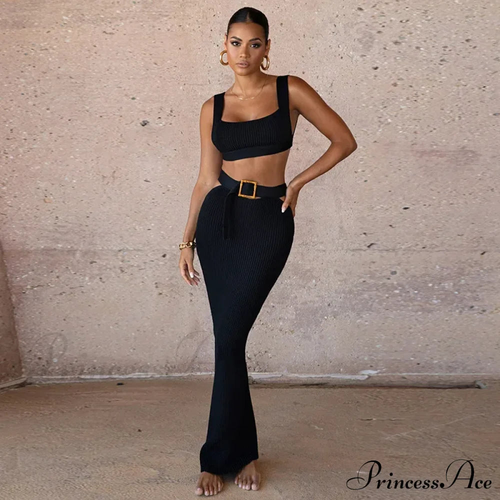 Ribbed Backless Crop Top Maxi Dress image 8