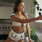 Ribbed Bandage High Cut Bikini Set image 2