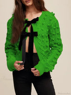 Ribbed Bow Tie Cable Knit Cardigan image 8