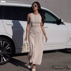 Ribbed Buttoned Stylish Midi Dress image 3