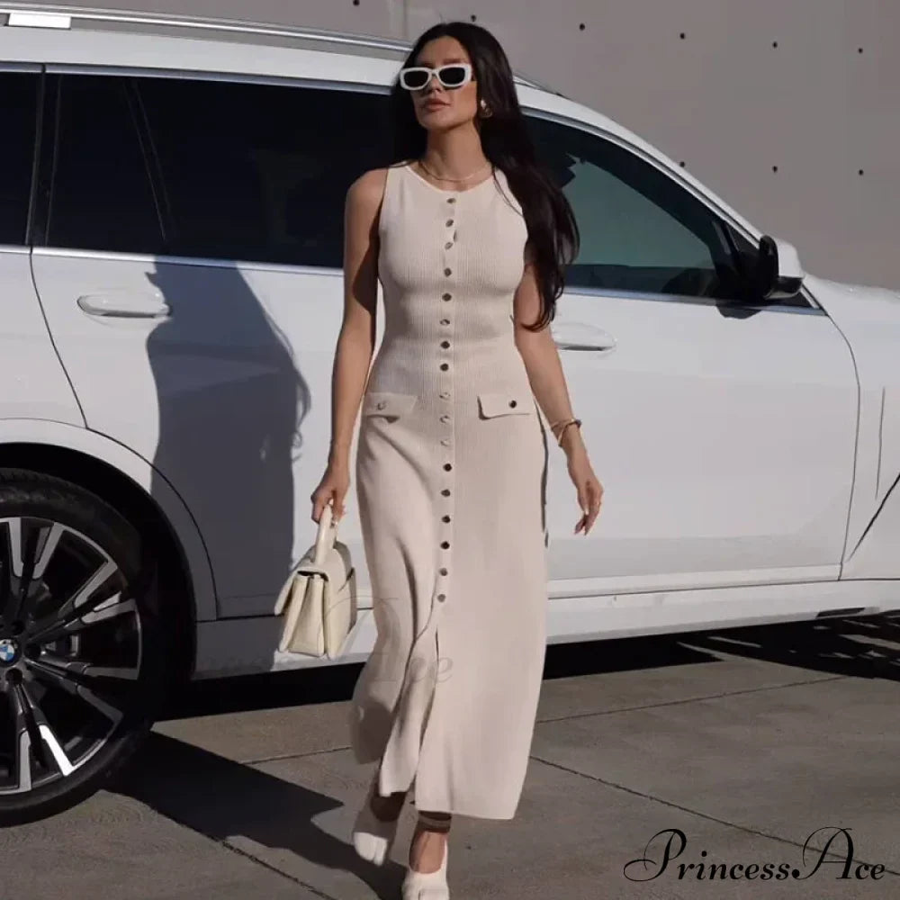 Ribbed Buttoned Stylish Midi Dress image 3