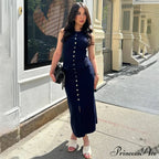 Ribbed Buttoned Stylish Midi Dress image 12