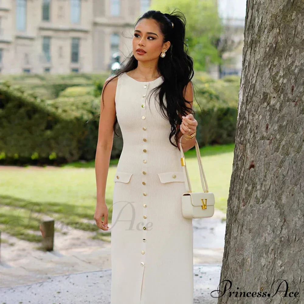 Ribbed Buttoned Stylish Midi Dress image 6