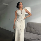 Ribbed Buttoned Stylish Midi Dress image 5