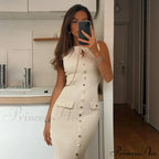 Ribbed Buttoned Stylish Midi Dress image 8