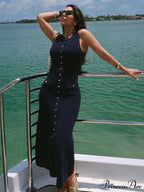 Ribbed Buttoned Stylish Midi Dress image 18