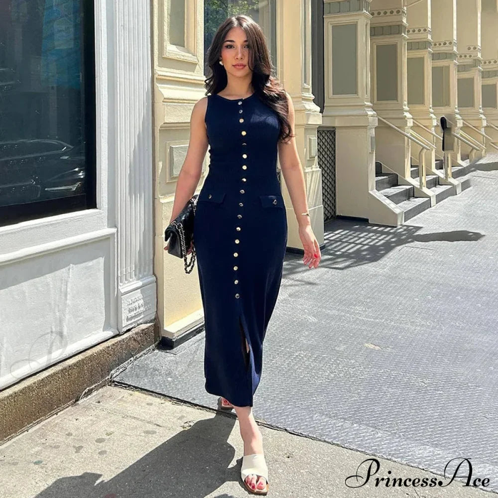Ribbed Buttoned Stylish Midi Dress image 13