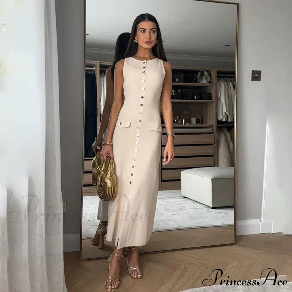 Ribbed Buttoned Stylish Midi Dress image 7