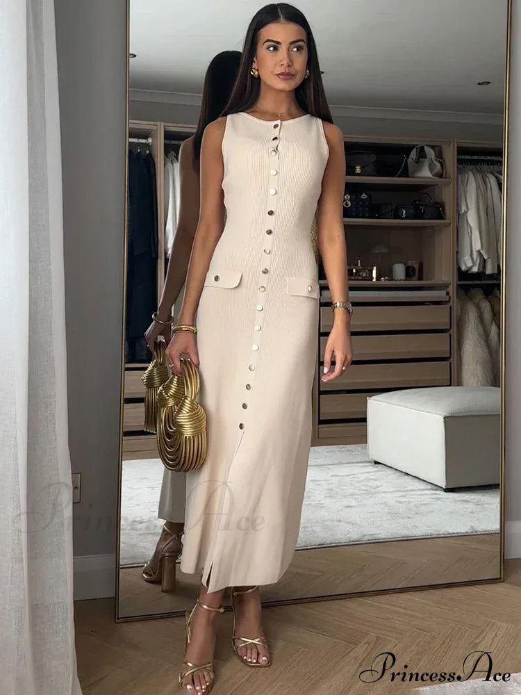 Ribbed Buttoned Stylish Midi Dress image 2