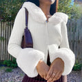 Ribbed Fur Trim Slim Knitted Cardigan image 1
