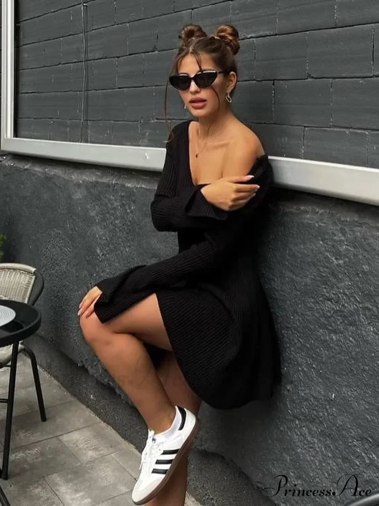 Ribbed Knit A-Line Jersey Mini Dress image 6