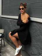 Ribbed Knit A-Line Jersey Mini Dress image 6